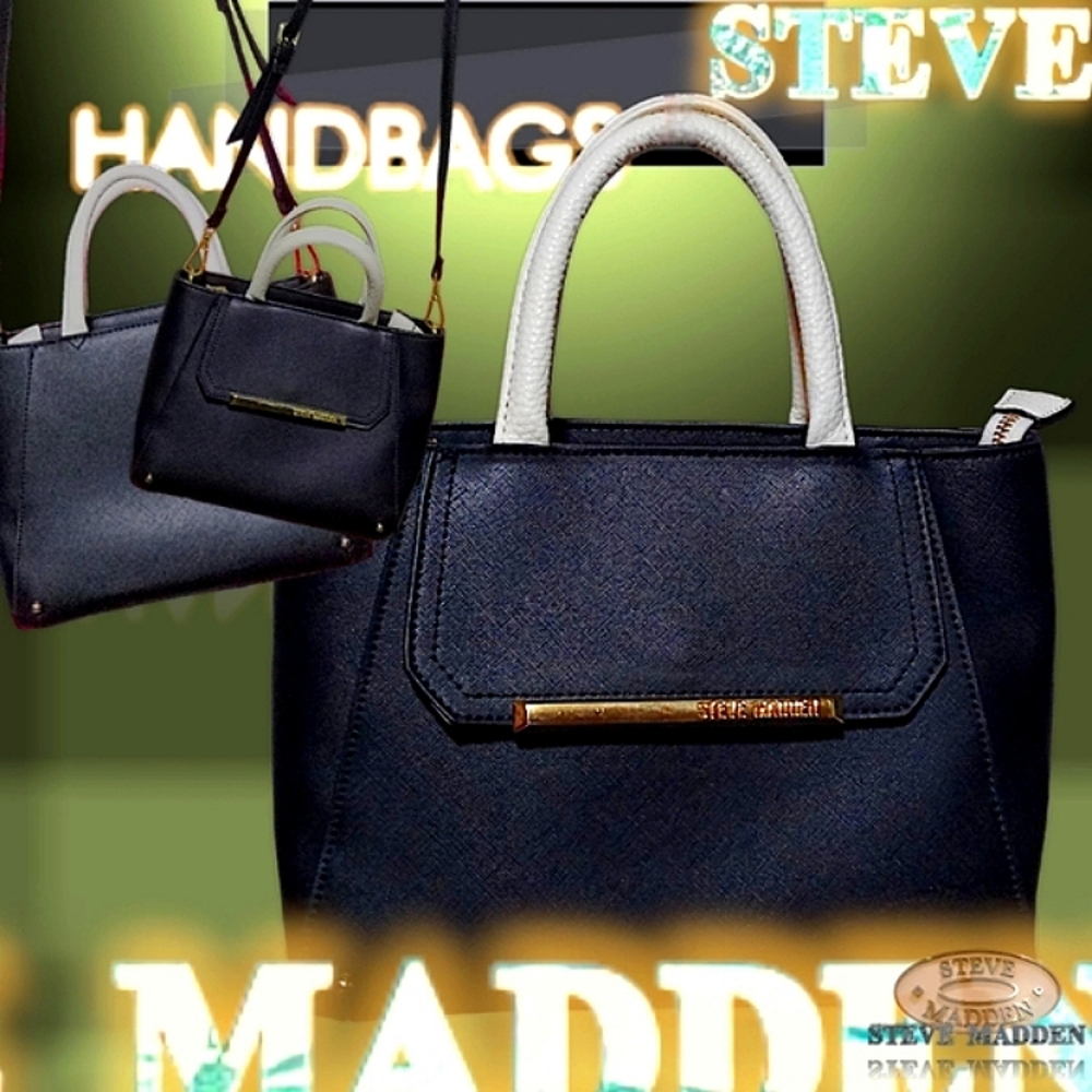 Steve Madden Handbag | Bjuno Satchel w/ Detachable Crossbody Strap | Black Ivory